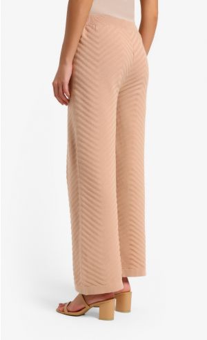CARRA Patterned Knit Pants in Camel