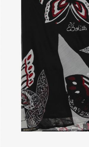 Voila Maxi Printed Scarf in Silver Wings