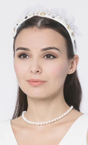 Royal Headband with Tulle in Off White