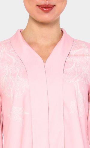 Kebaya Blouse and Overlay Skirt Set in Pink