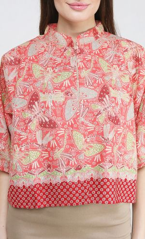 Papillon Batik Cape Cardigan in Pink Multicolour