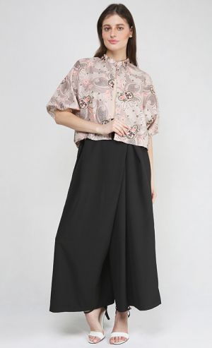 Flora Batik Cape Cardigan in Grey Mauve Multicolour