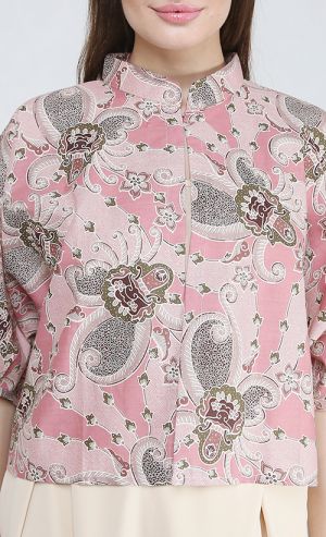 Flora Batik Cape Cardigan in Dusky Pink