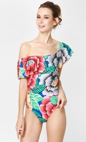 Waldorf Bardot Off-Shoulder Swimsuit in Multi