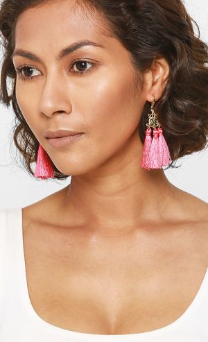 Tassel Earrings in Coral Rose
