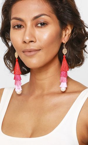 Tassel Earrings in Pink Ombre