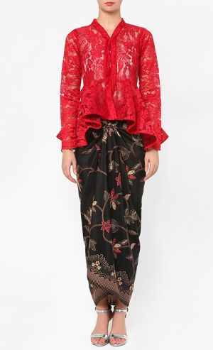 Peplum Kebaya Lace Set in Red