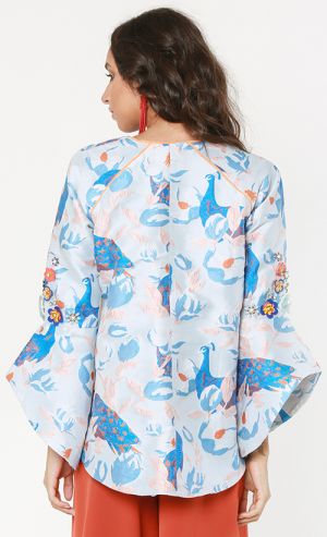 GISELE Jacket with Beads in Bluish Grey and Multi