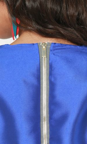 THELMA Top with Ruffle Sleeves in Electric Blue