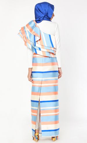 SOLANGE Long Dress with Ruffles in Multi