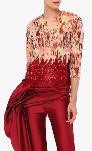 NAMIB Ikat Brocade Top in Brick Red