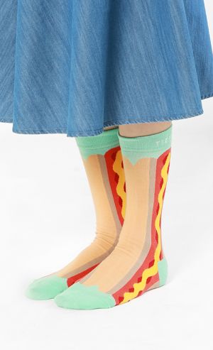 Sausage Printed Socks in Nude