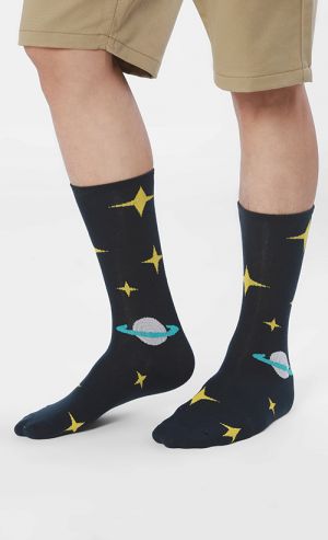 Universe Printed Socks in Dark Blue
