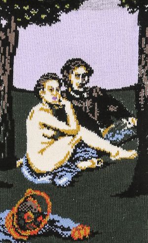 Luncheon on The Grass Printed Socks in Black