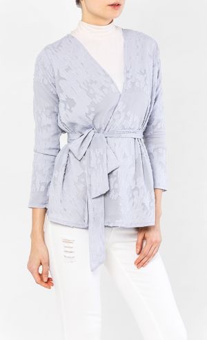 Mei Lace Kimono Top in Grey