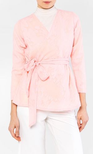 Mei Lace Kimono	 Top in Peach