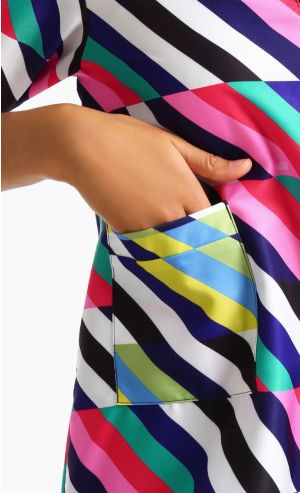 Menton Mini Kurung with Contrasting Print Pockets in Multi