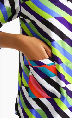 Menton Mini Kurung with Contrasting Print Pockets in Multi II