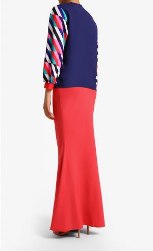 La Boca Modern Kurung Kedah in Turquoise and White