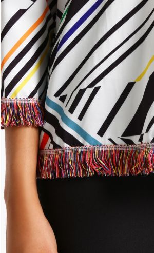 Rio Mini Kurung with Fringe in Black and White Print