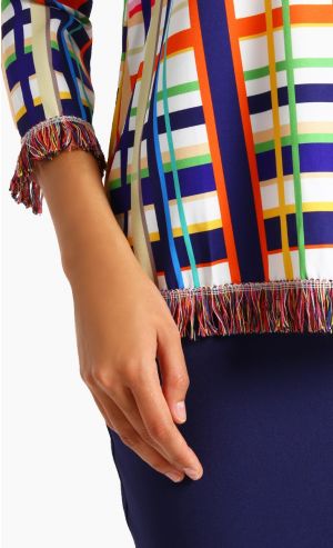 Rio Mini Kurung with Fringe in Checkered Print