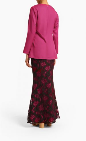 Valencia	Mini Kurung with Lace Skirt in Maroon