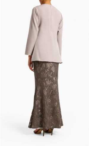 Valencia	Mini Kurung with Lace Skirt in Taupe
