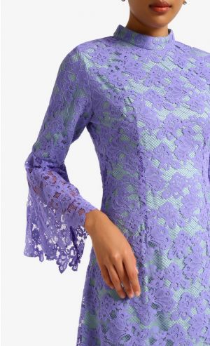 Curacao Lace Kurung in Purple and Mint