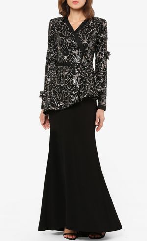 Ladyana Modern Kebaya Set in Jet Black