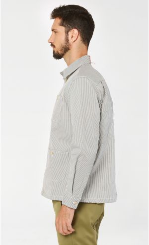 Majapahit Pinstripe Chore Jacket in Denim Grey