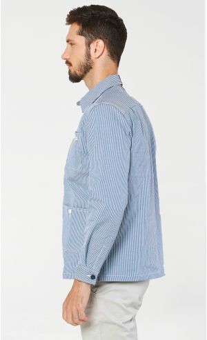 Majapahit Pinstripe Chore Jacket in Denim Blue