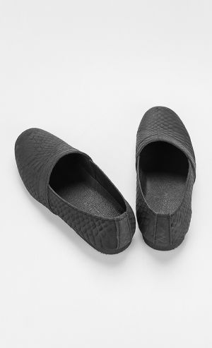 Python Embossed Leather Loafers in Black
