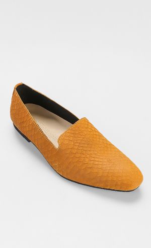 Python Embossed Leather Loafers in Yellow