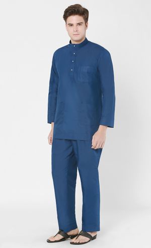Baju Melayu Moden Set in Navy Blue