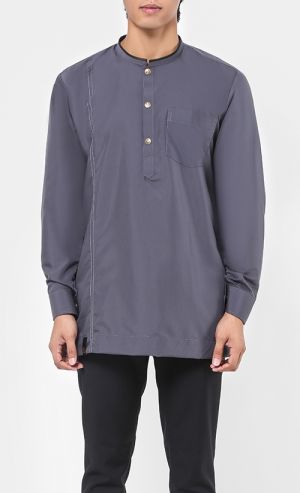 Kurta Al Hariz Top in Dark Grey