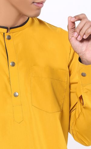 Kurta Al Hariz Top in Mustard Yellow