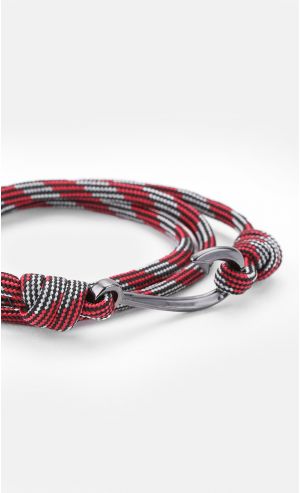 Panama x Gunmetal Hook Bracelet in Red Ash