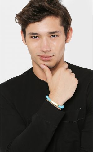 Rokk x Matte Brass Bracelet in Turquoise