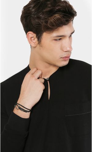 Novillo x Gunmetal Hook Bracelet in Black 