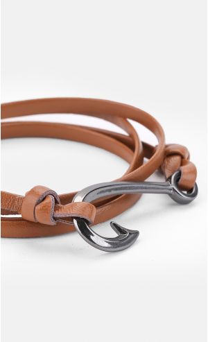 Novillo x Gunmetal Hook Bracelet in Tan