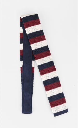 Triko Knitted Tie in Burgundy Stripes