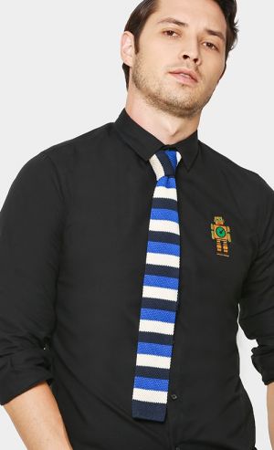 Triko x White Midnight Stripe Tie in Cobalt, White and Midnight Blue