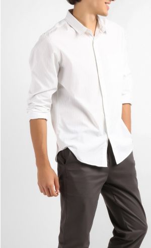DANTE Tailored Slim Shirt in Black Stripes