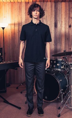 VINCE Polo Tee in Black