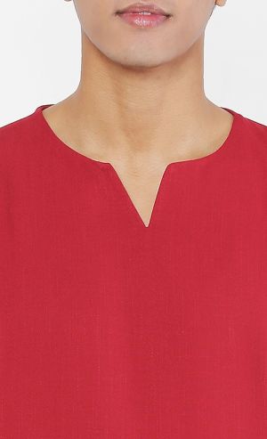 Sufi High Low Shirt in Deep Red 