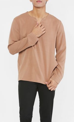 Sufi High Low Shirt in Khaki 