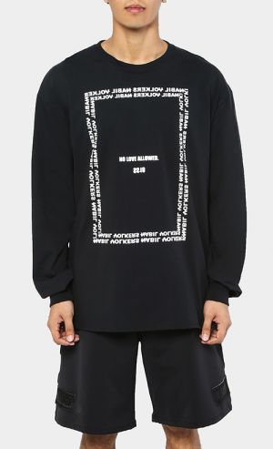SS No Love Crew Neck T-Shirt in Black