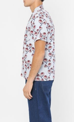 Men Shirt Copakebaya Bunga in White