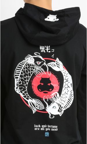 Exquisite Love For Koi Hoodie in Black