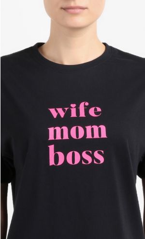 Wife Mom Boss T-Shirt in Black